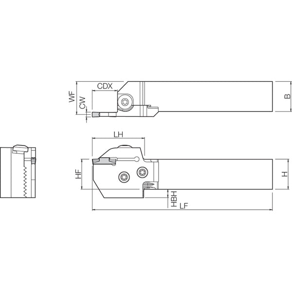 External Grooving Toolholder, KGDR 16X4T20S