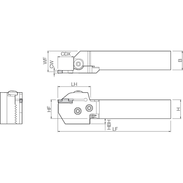 External Grooving Toolholder, KGDL 16X3T10S