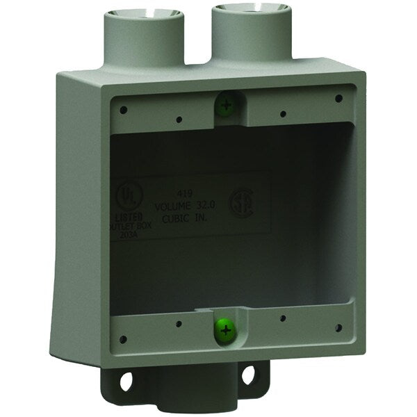 Device Box, 2 Gang, Deep, Iron, 1/2
