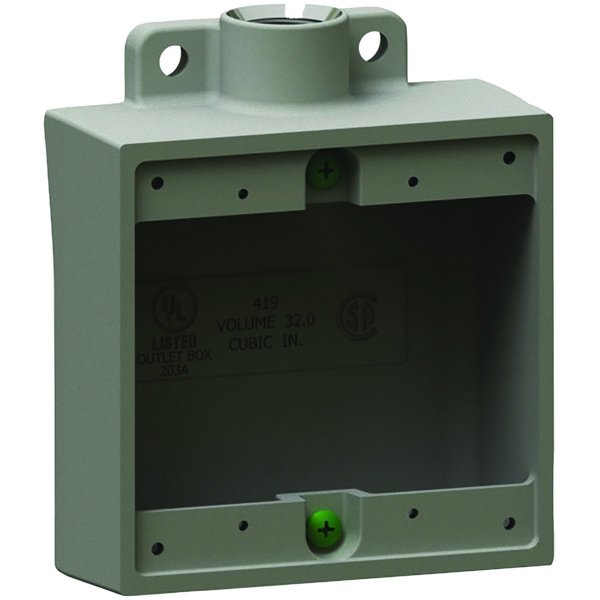Device Box, 2 Gang, Shallow, Iron, 1/2