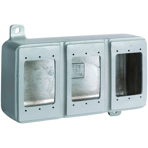 Device Box, 3 Gang, Blank, Shallow, Aluminum