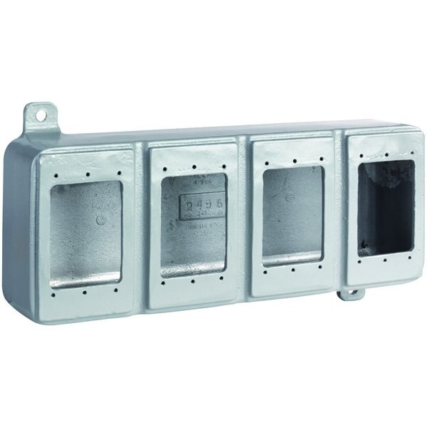 Device Box, 4 Gang, Deep, Blank, Aluminum