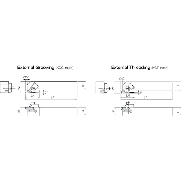 External Grooving Toolholder, KKCR 164D