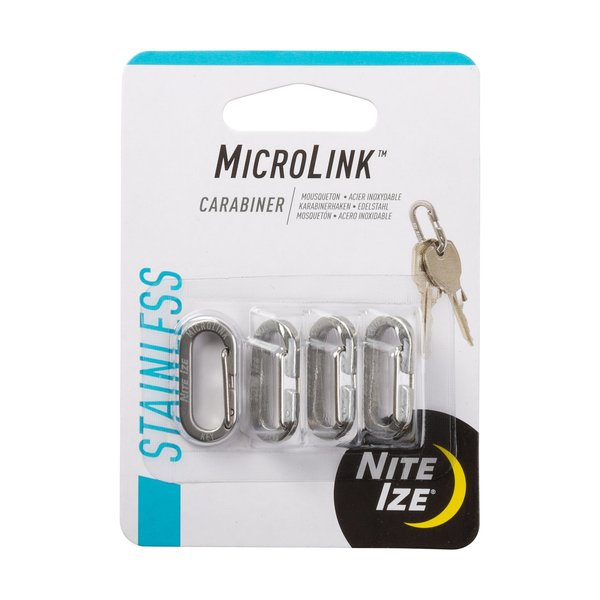 MICROLINKâ¢ CARABINER - 4 PACK, Stainless Steel, Silver