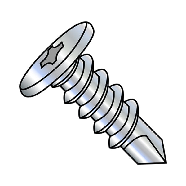Self-Drilling Screw, #10-16 x 5/8 in, Zinc Plated Steel Pan Head Phillips Drive, 7000 PK