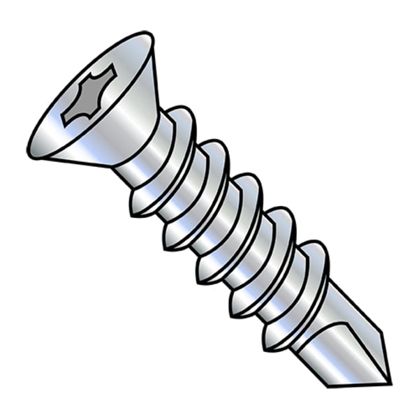 Self-Drilling Screw, #8-18 x 3/4 in, Zinc Plated Steel Flat Head Phillips Drive, 5000 PK