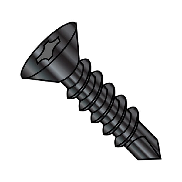 Self-Drilling Screw, #8-18 x 1/2 in, Oil Steel Flat Head Phillips Drive, 10000 PK