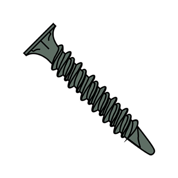 Self-Drilling Screw, #8-15 x 1-1/4 in, Green Steel Drive Head Phillips Drive, 1000 PK