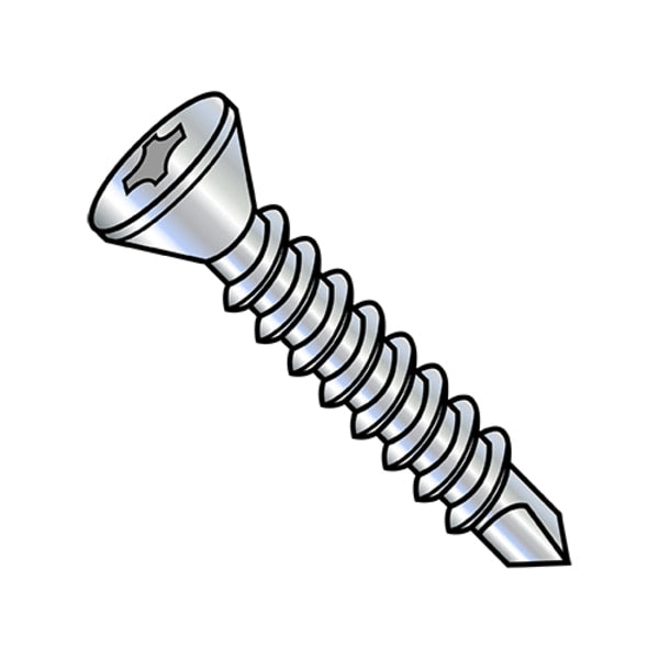 Self-Drilling Screw, #8-16 x 1 in, Zinc Plated Steel Flat Head Phillips Drive, 5000 PK