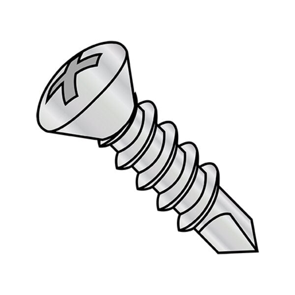 Self-Drilling Screw, #10-16 x 1 in, Nickel Steel Oval Head Phillips Drive, 5000 PK