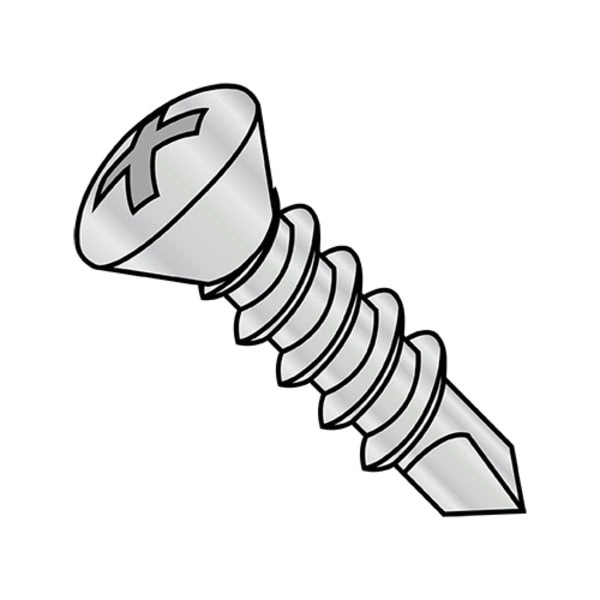 Self-Drilling Screw, #10-16 x 3/4 in, Nickel Steel Oval Head Phillips Drive, 7000 PK