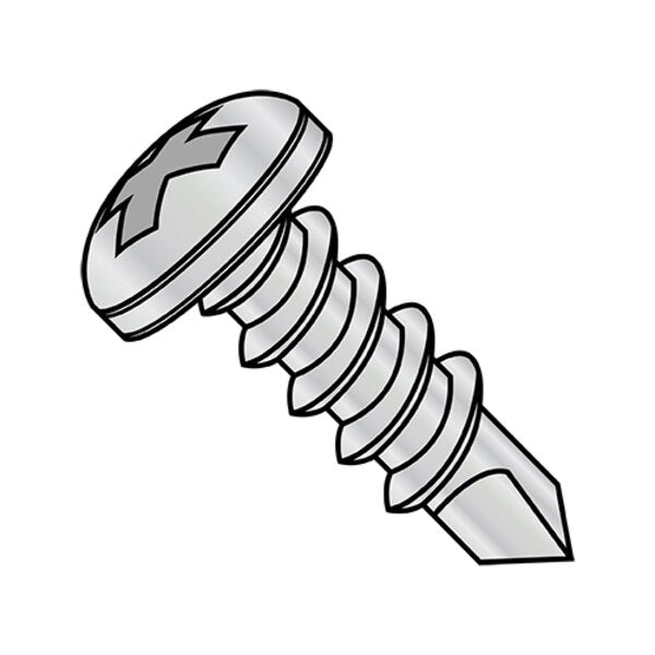 Self-Drilling Screw, #10-16 x 3/4 in, Nickel Steel Pan Head Phillips Drive, 7000 PK