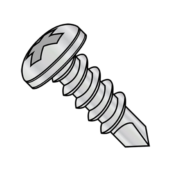 Self-Drilling Screw, #10-16 x 5/8 in, Nickel Steel Pan Head Phillips Drive, 8000 PK