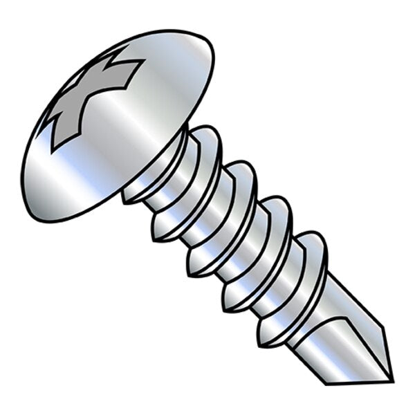 Self-Drilling Screw, #10-16 x 2-1/2 in, Zinc Plated Steel Truss Head Phillips Drive, 2000 PK