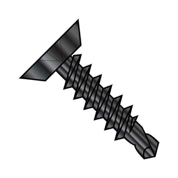 Self-Drilling Screw, #12-14 x 3/4 in, Black Steel Flat Head Phillips Drive, 5000 PK