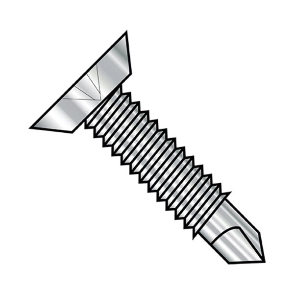 #12-24 x 5/8 in Phillips Flat Machine Screw, Plain Steel, 2500 PK