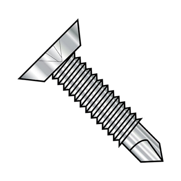 #12-24 x 3/4 in Phillips Flat Machine Screw, Plain Steel, 2500 PK