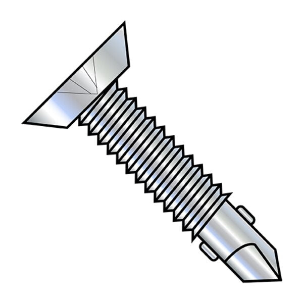Self-Drilling Screw, #12-24 x 2-1/2 in, Zinc Plated Steel Flat Head Phillips Drive, 1000 PK
