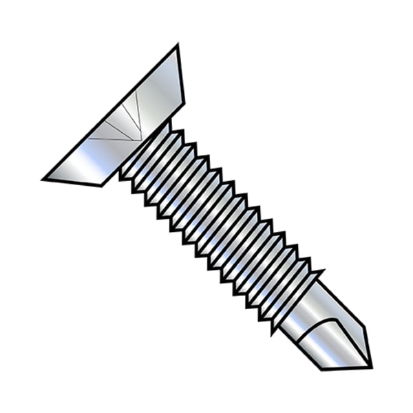 #8-32 x 1/2 in Phillips Flat Machine Screw, Zinc Plated Steel, 10000 PK