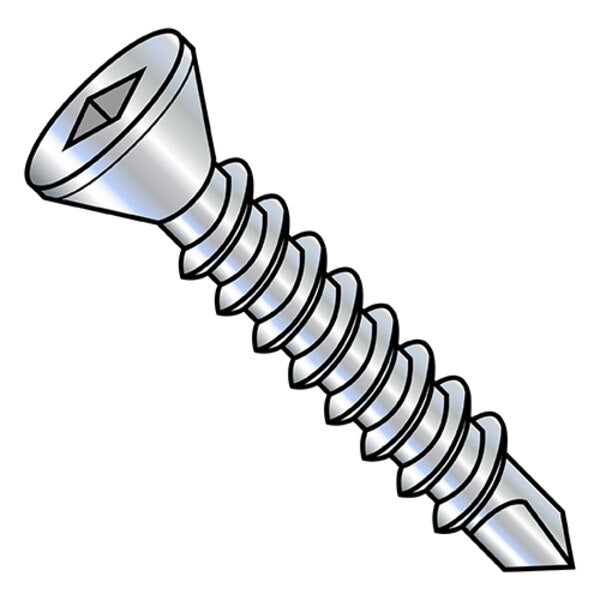 Self-Drilling Screw, #6-20 x 1 in, Zinc Plated Steel Drive Head Square Drive, 7500 PK