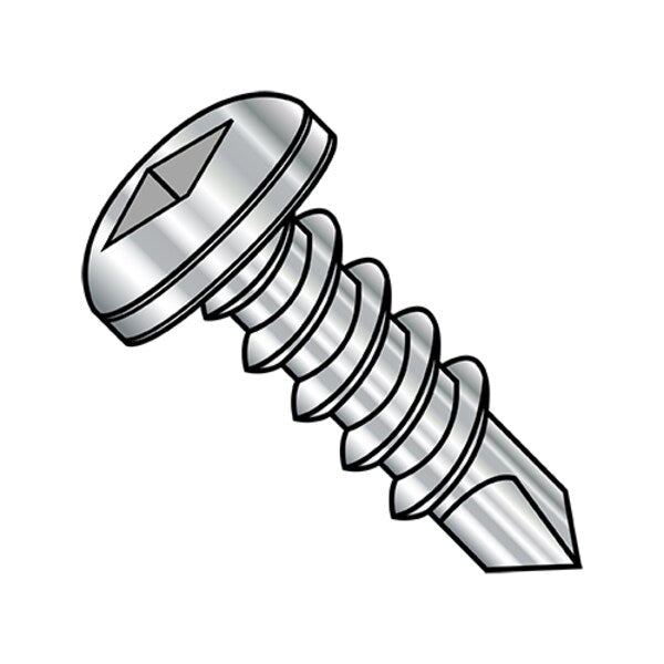 Self-Drilling Screw, #8-18 x 1/2 in, 18-8 Stainless Steel Pan Head Square Drive, 5000 PK