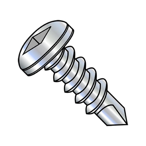 Self-Drilling Screw, #12-14 x 1/2 in, Zinc Plated Steel Pan Head Square Drive, 5000 PK