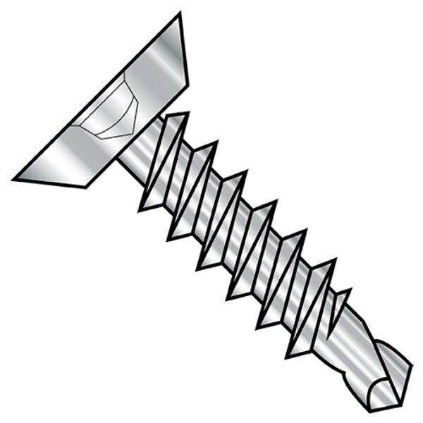 Self-Drilling Screw, #8-18 x 3/8 in, 18-8 Stainless Steel Flat Head Square Drive, 2500 PK