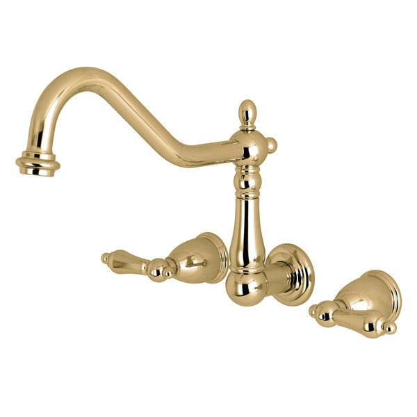 Roman Tub Faucet, Polished Brass, Wall Mount