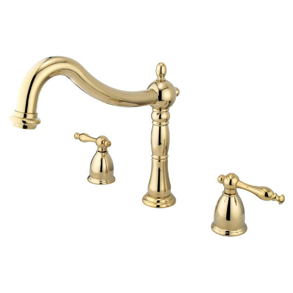 Roman Tub Faucet, Polished Brass, Deck Mount
