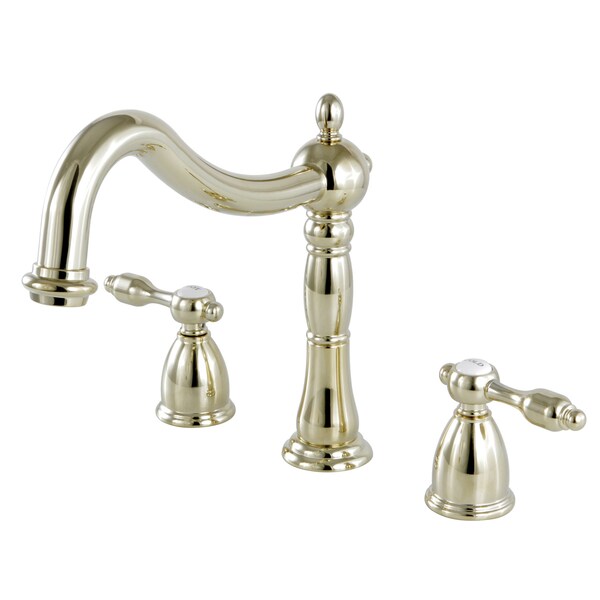 Roman Tub Faucet, Polished Brass, Deck Mount