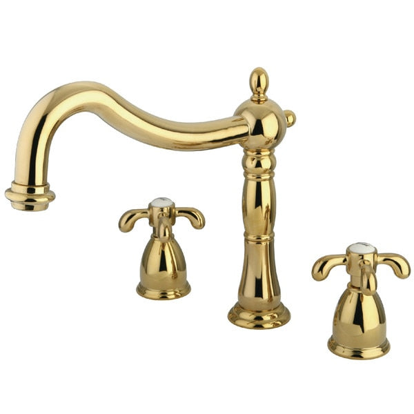 Roman Tub Faucet, Polished Brass, Deck Mount