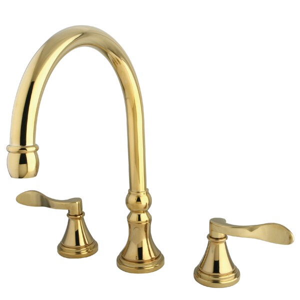 Roman Tub Faucet, Polished Brass, Deck Mount