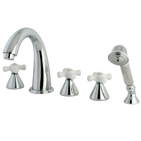 Roman Tub Faucet, Polished Chrome, Deck Mount