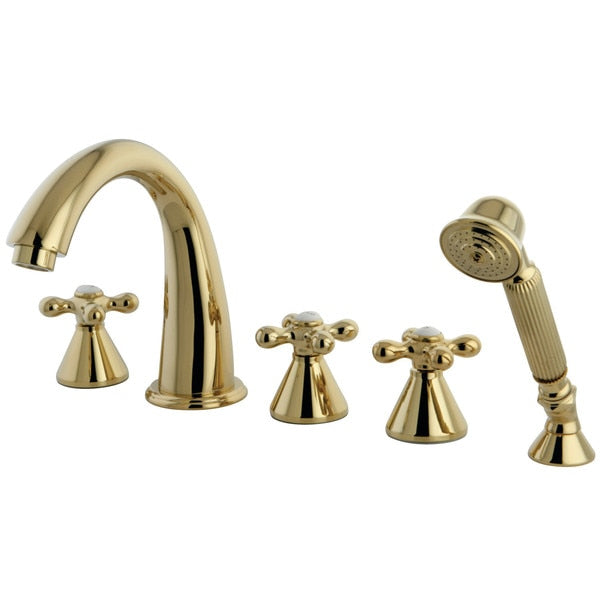 Roman Tub Faucet, Polished Brass, Deck Mount