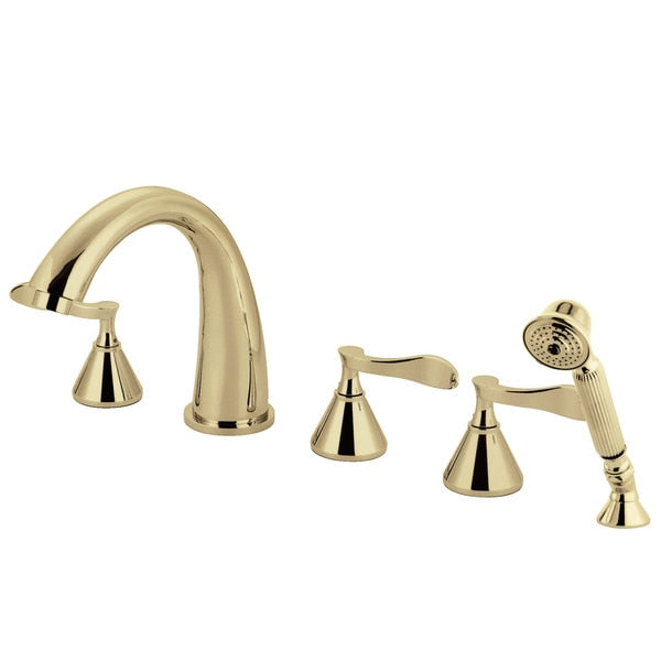Roman Tub Faucet, Polished Brass, Deck Mount