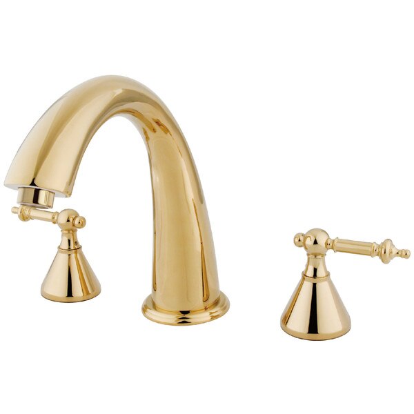 Roman Tub Faucet, Polished Brass, Deck Mount