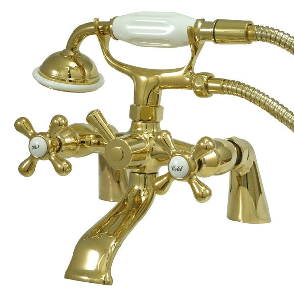 Deck-Mount Clawfoot Tub Faucet, Polished Brass, Deck Mount
