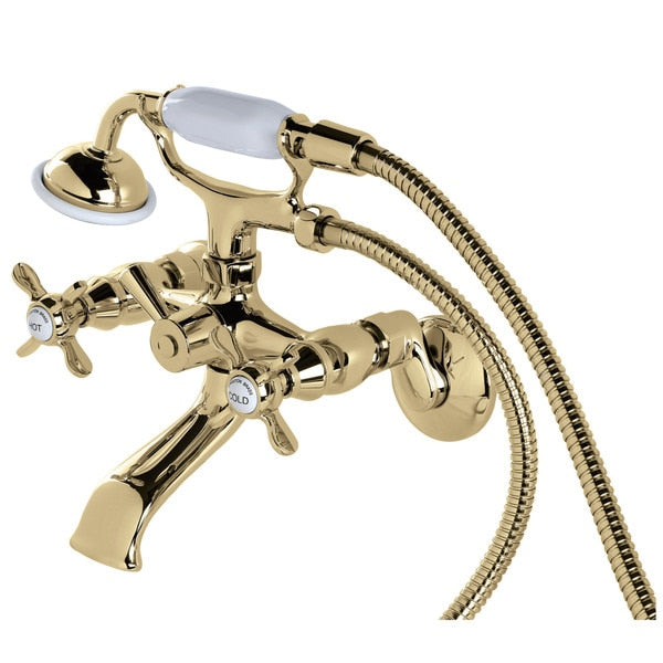 Wall-Mount Clawfoot Tub Faucet, Polished Brass, Tub Wall Mount