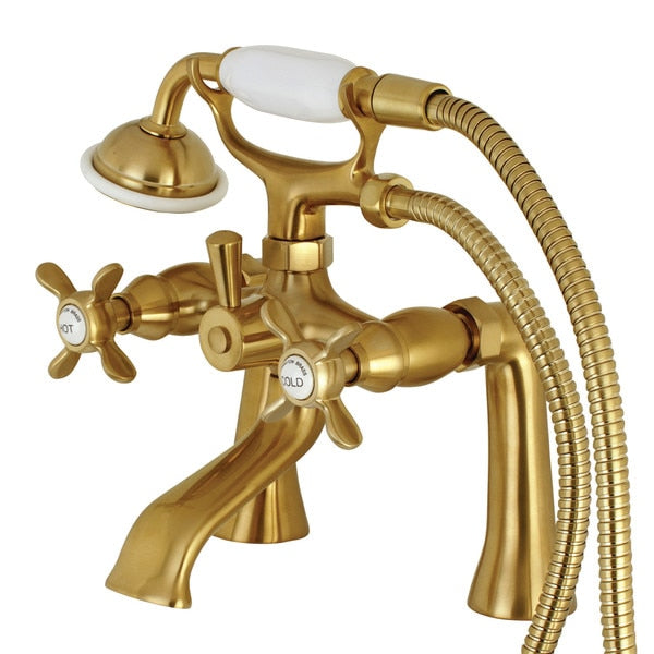Deck-Mount Clawfoot Tub Faucet, Brushed Brass, Deck Mount