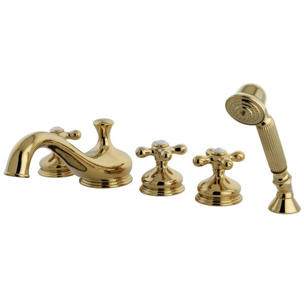 Roman Tub Faucet, Polished Brass, Deck Mount