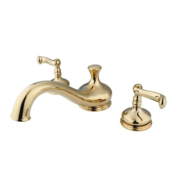 Roman Tub Faucet, Polished Brass, Deck Mount