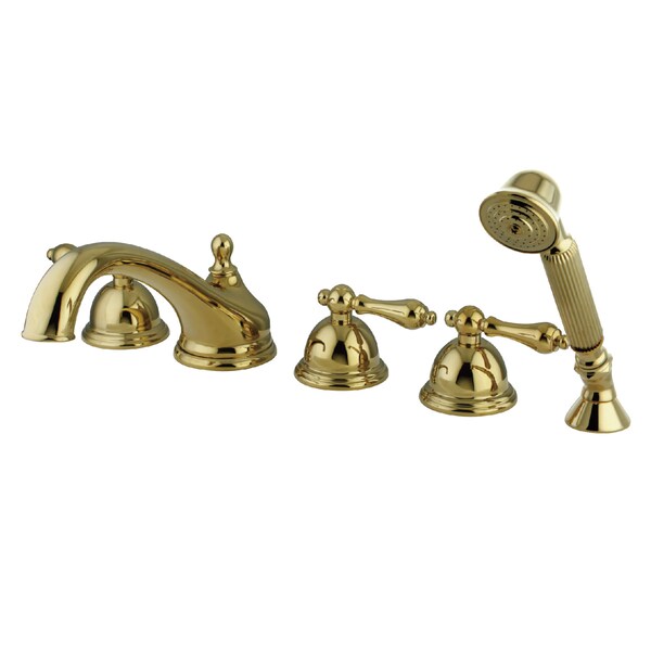 Roman Tub Faucet, Polished Brass, Deck Mount