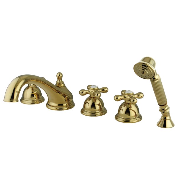 Roman Tub Faucet, Polished Brass, Deck Mount