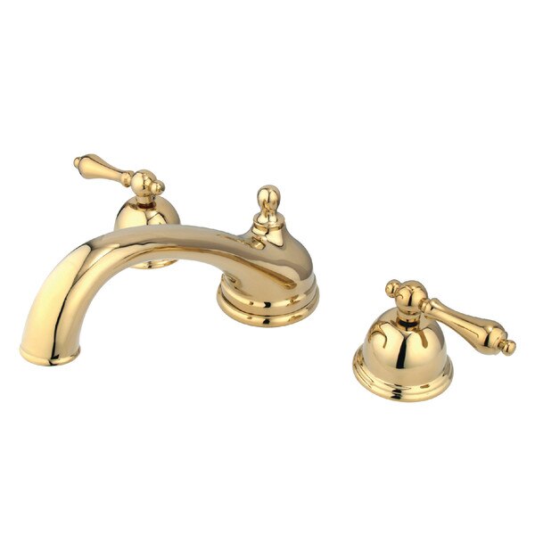Roman Tub Faucet, Polished Brass, Deck Mount
