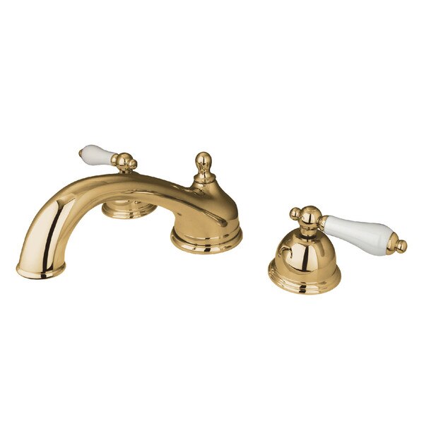 Roman Tub Faucet, Polished Brass, Deck Mount