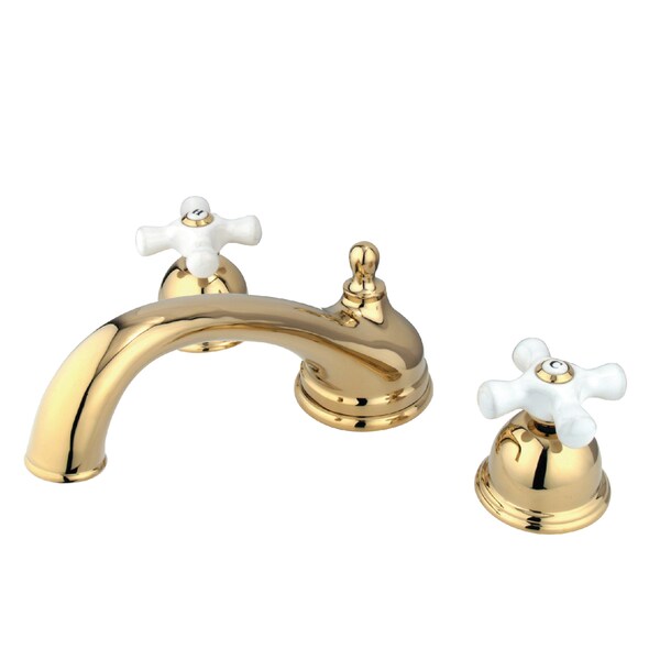 Roman Tub Faucet, Polished Brass, Deck Mount