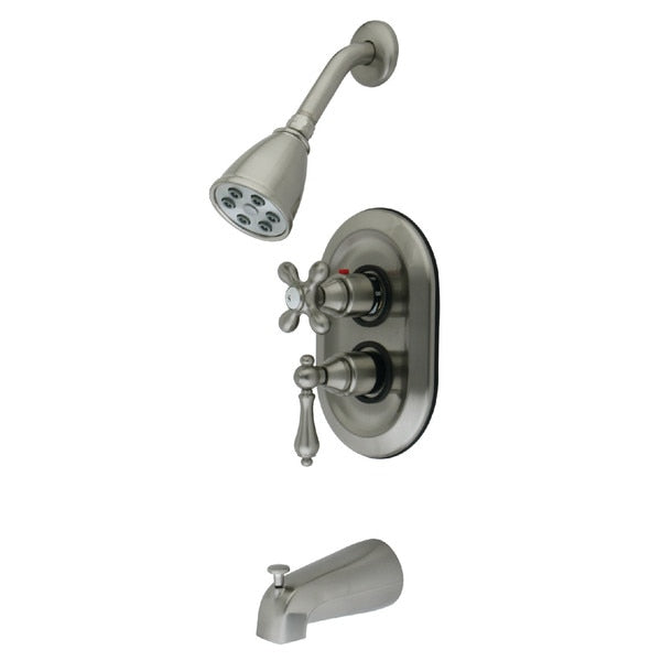 Tub and Shower Faucet, Brushed Nickel, Wall Mount
