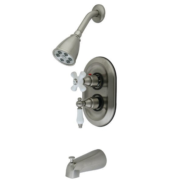 Tub and Shower Faucet, Brushed Nickel, Wall Mount