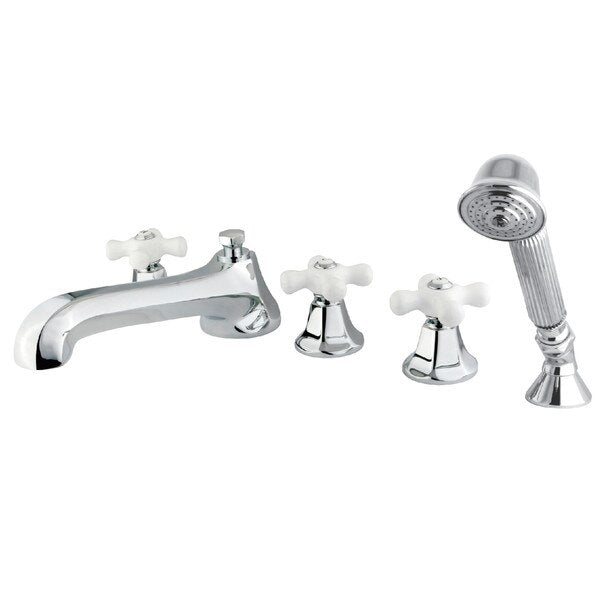 Roman Tub Faucet, Polished Chrome, Deck Mount
