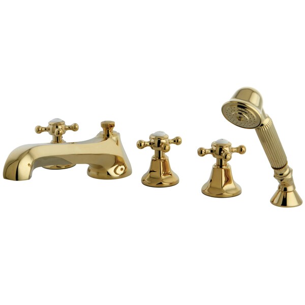 Roman Tub Faucet, Polished Brass, Deck Mount